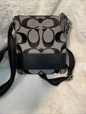 Coach Black and Gray Signature Crossbody Pouch